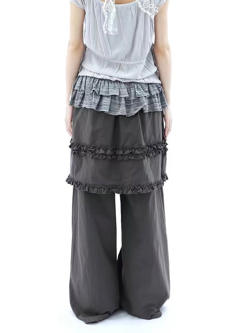 Noir Frill Layered Pants