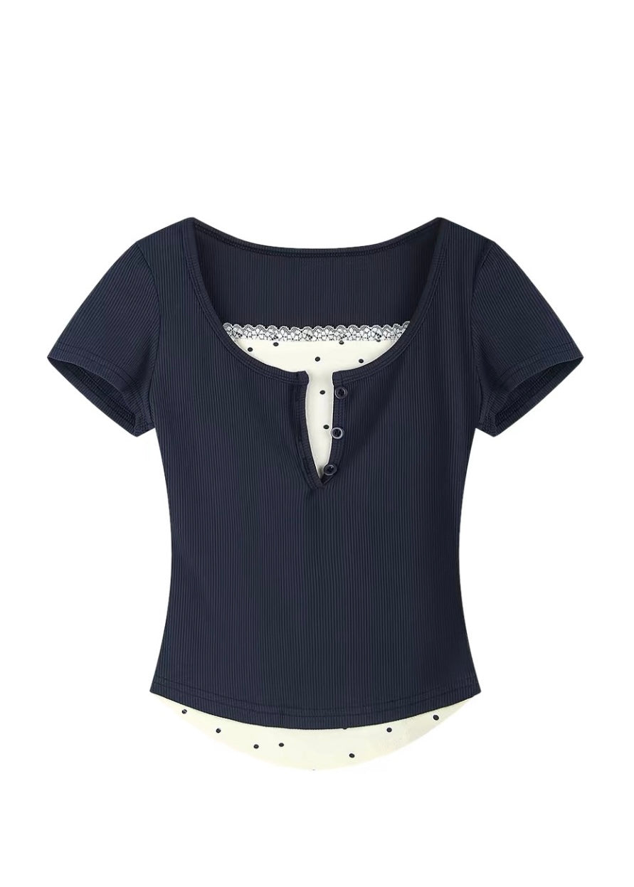 Layered Henley Top / レイヤードヘンリートップ
