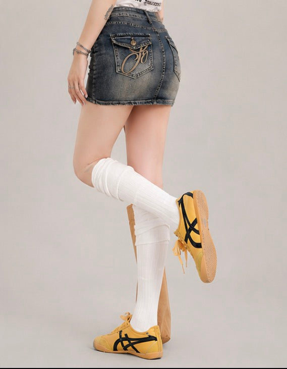 Washed Denim Mini Skirt / ウォッシュドデニムミニスカート