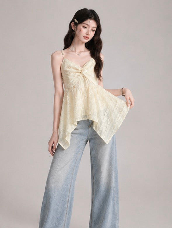 Cream Lace Ruffle Cami  / クリームレースフリルキャミ
