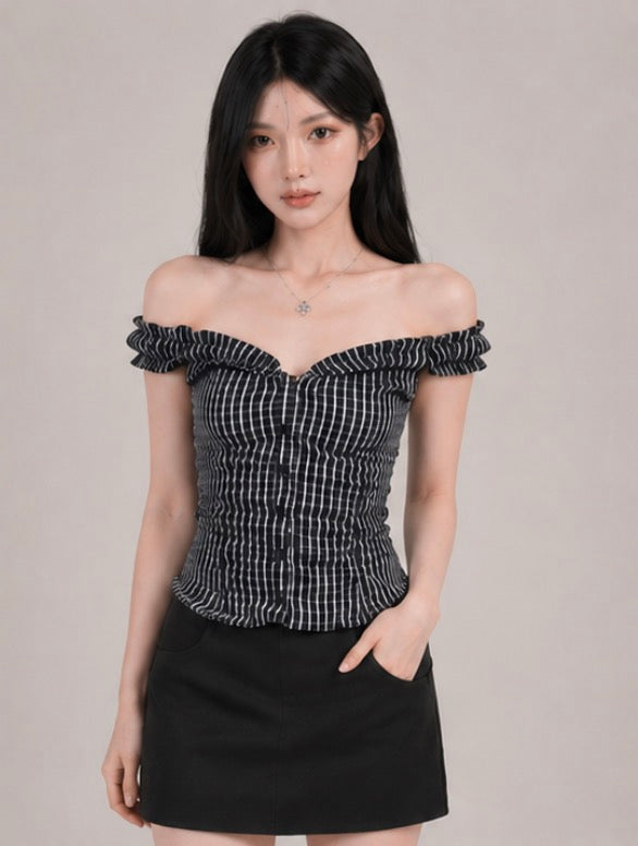 Midnight Stripe Ruched /    ミッドナイトストライプシャーリング