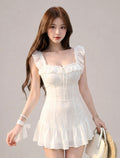 White Ruffle Corset Mini Dress / ホワイトフリルコルセットミニワンピース