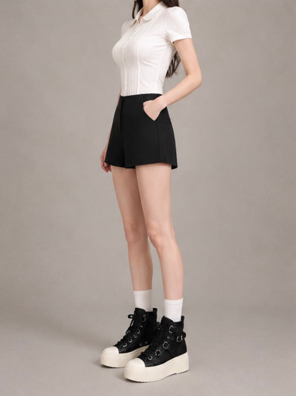 Black Slim Denim Hot Pants / ブラックスリムデニムホットパンツ