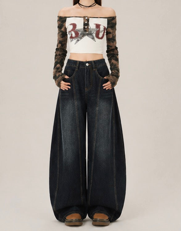 Dark Indigo Cocoon Wide Leg/ダークインディゴコクーンバギーデニム