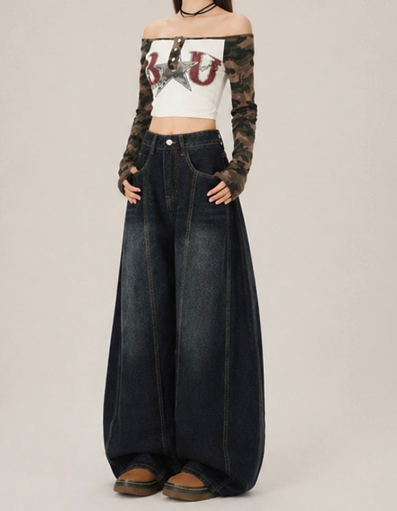 Dark Indigo Cocoon Wide Leg/ダークインディゴコクーンバギーデニム