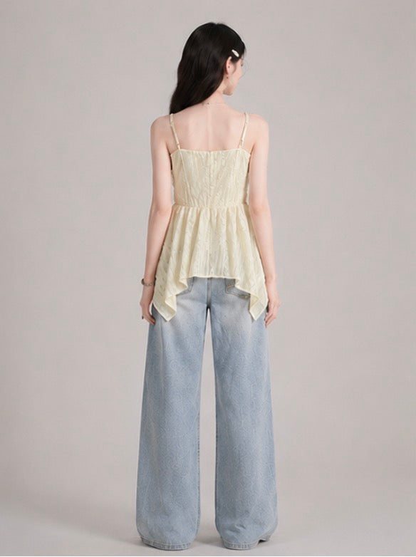 Cream Lace Ruffle Cami  / クリームレースフリルキャミ