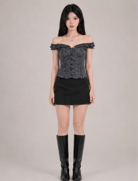 Midnight Stripe Ruched /    ミッドナイトストライプシャーリング