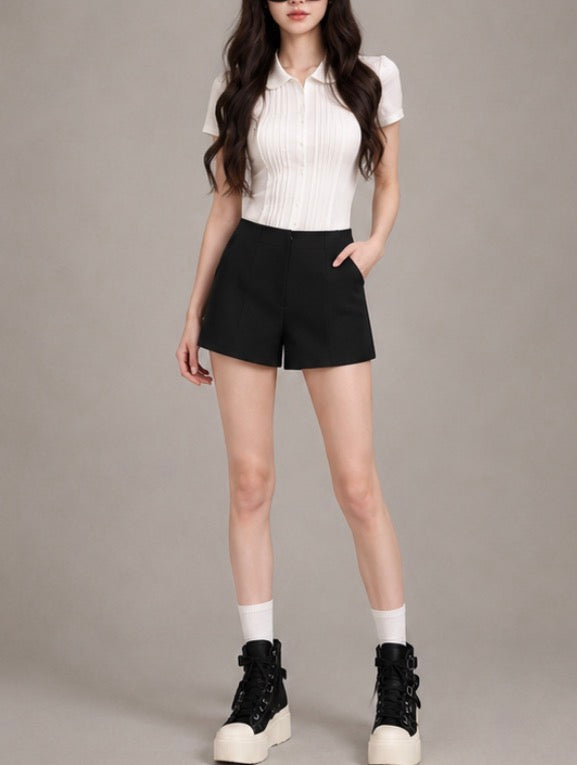 Black Slim Denim Hot Pants / ブラックスリムデニムホットパンツ