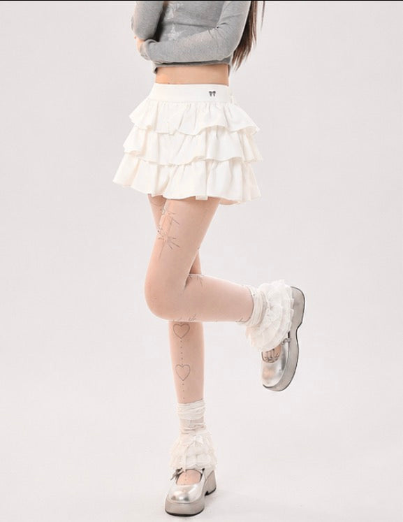 White Tiered Ruffle Mini Skirt / ホワイトティアードフリルミニスカート