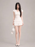 Eyelet Tiered Ruffle Mini Dress /アイレットティアードフリルミニワンピース