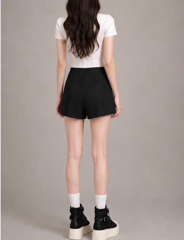 Black Slim Denim Hot Pants / ブラックスリムデニムホットパンツ