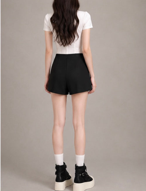 Black Slim Denim Hot Pants / ブラックスリムデニムホットパンツ