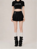Black Pleated Mini Skort / ブラックプリーツミニスカパン