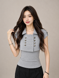 Grey Military-Style Napoleon Top / グレーミリタリー風ナポレオントップス