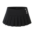 Button Pleated Mini Skirt / ボタン Pleated ミニスカート