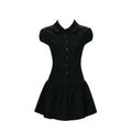 Black Collar Puff Sleeve Mini Dress / ブラックカラーパフスリーブミニワンピース