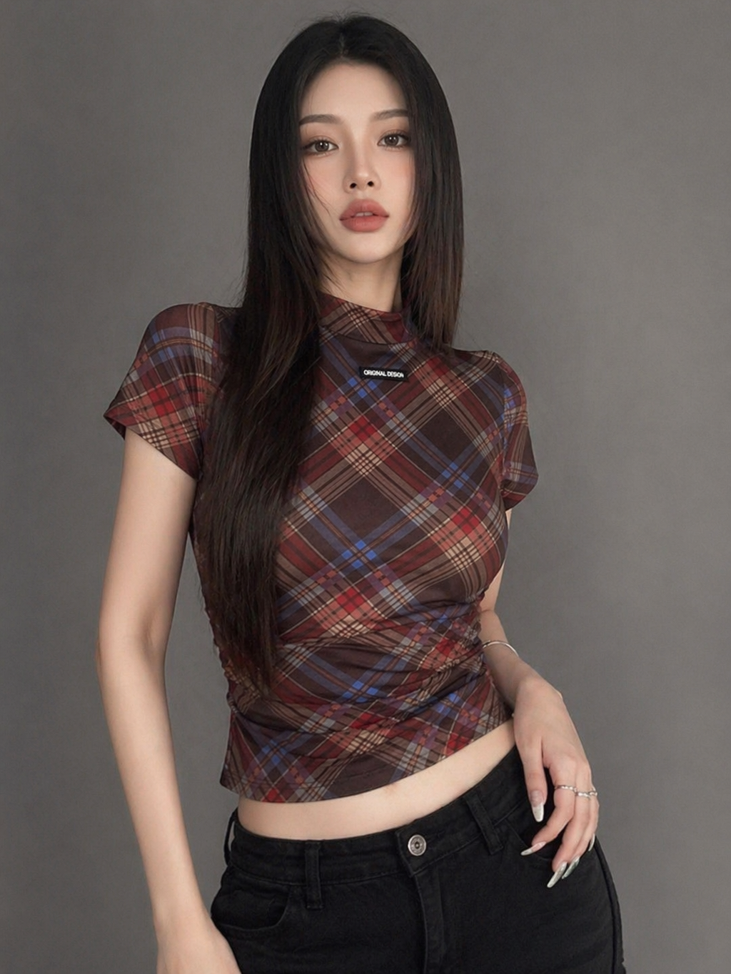 Plaid Sheer Ribbed  ミッドナイト・チェック シアーリブ