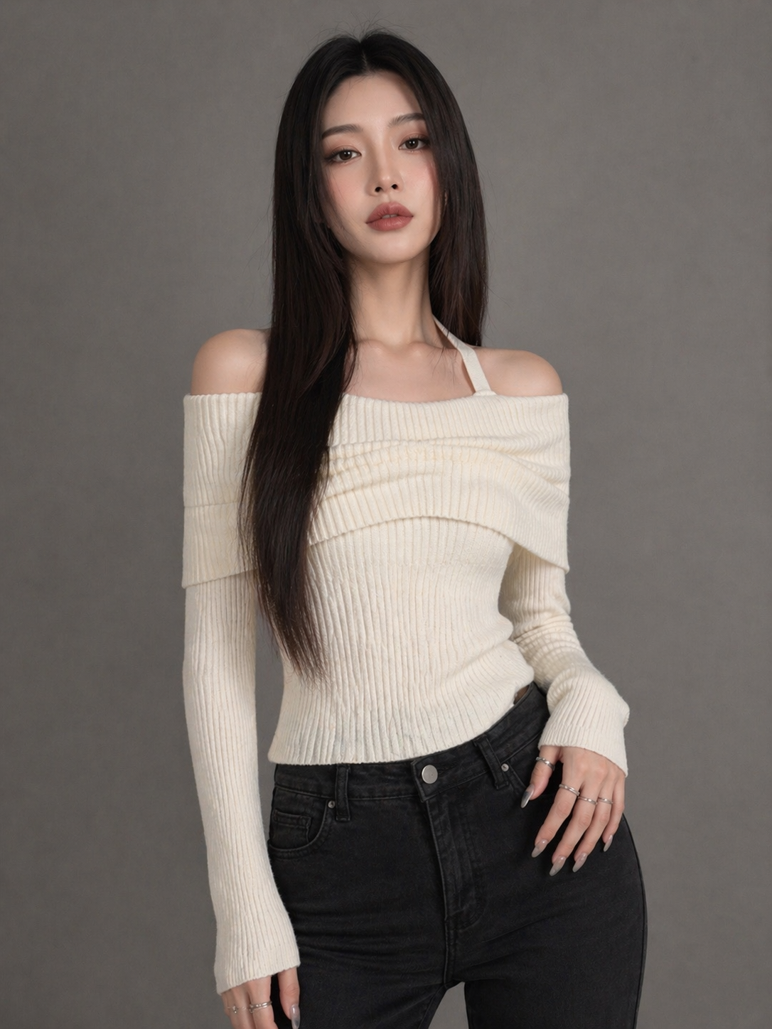 Halter Off-shoulder Knit / ホルターオフショルニット