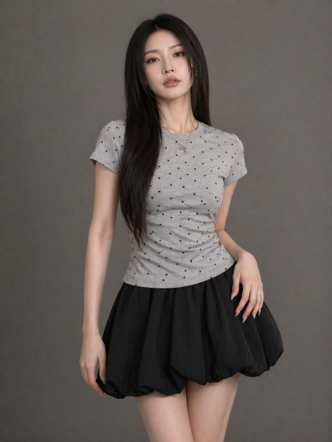 Gray Dot Top / グレードットトップ