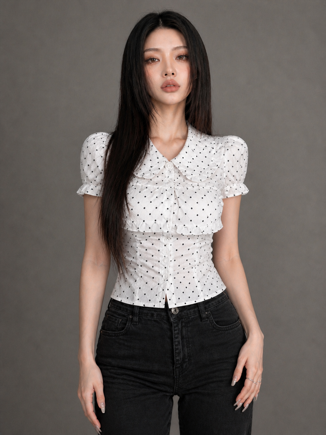 Retro French Dot Top/レトロフレンチ・ドットブラウス