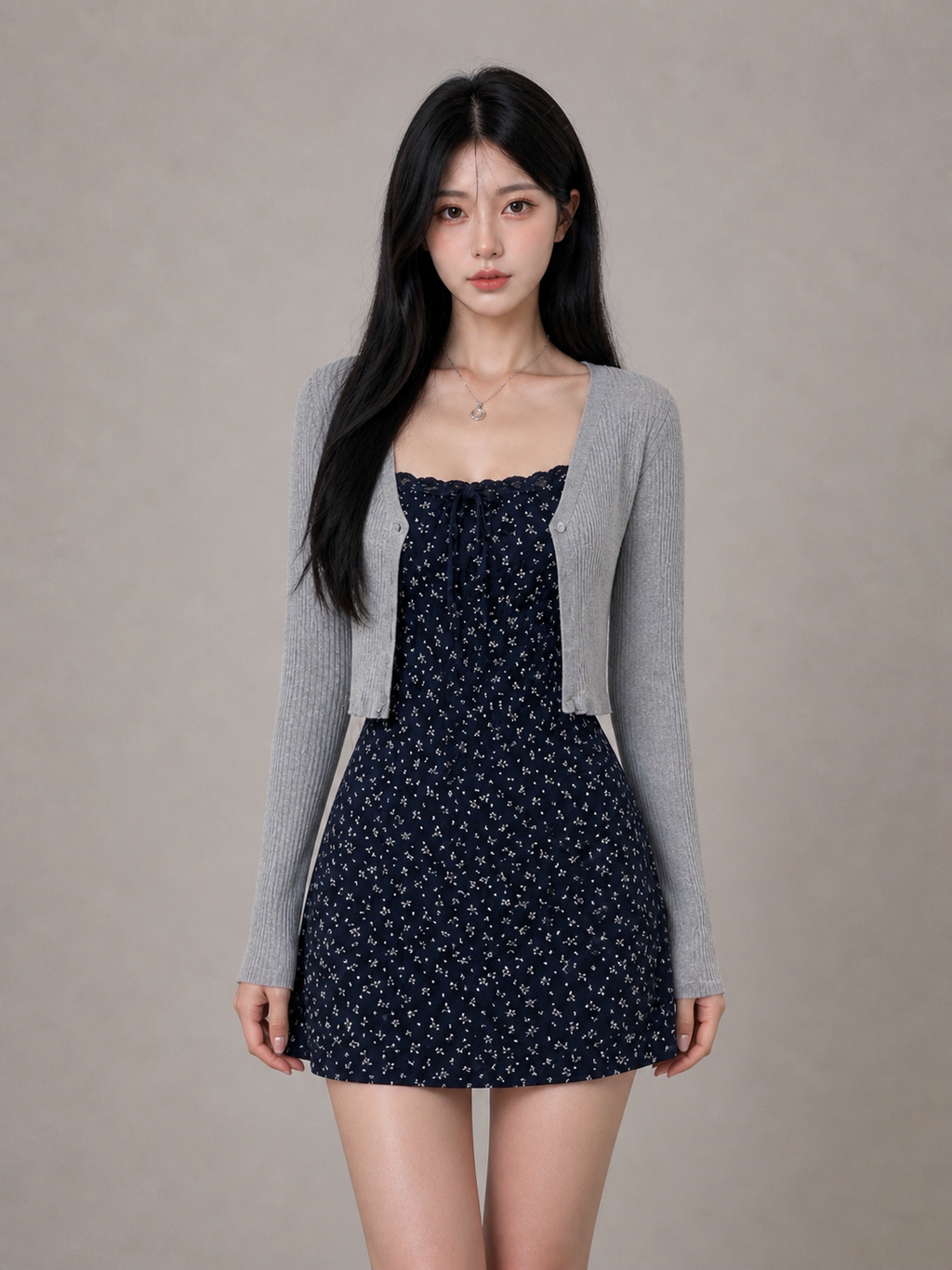 Cropped Ribbed Knit Cardigan/クロップド・リブニットカーディガン