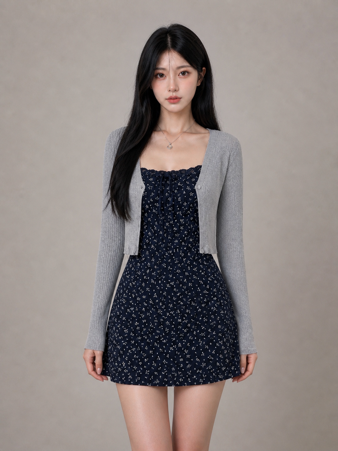 Cropped Ribbed Knit Cardigan/クロップド・リブニットカーディガン