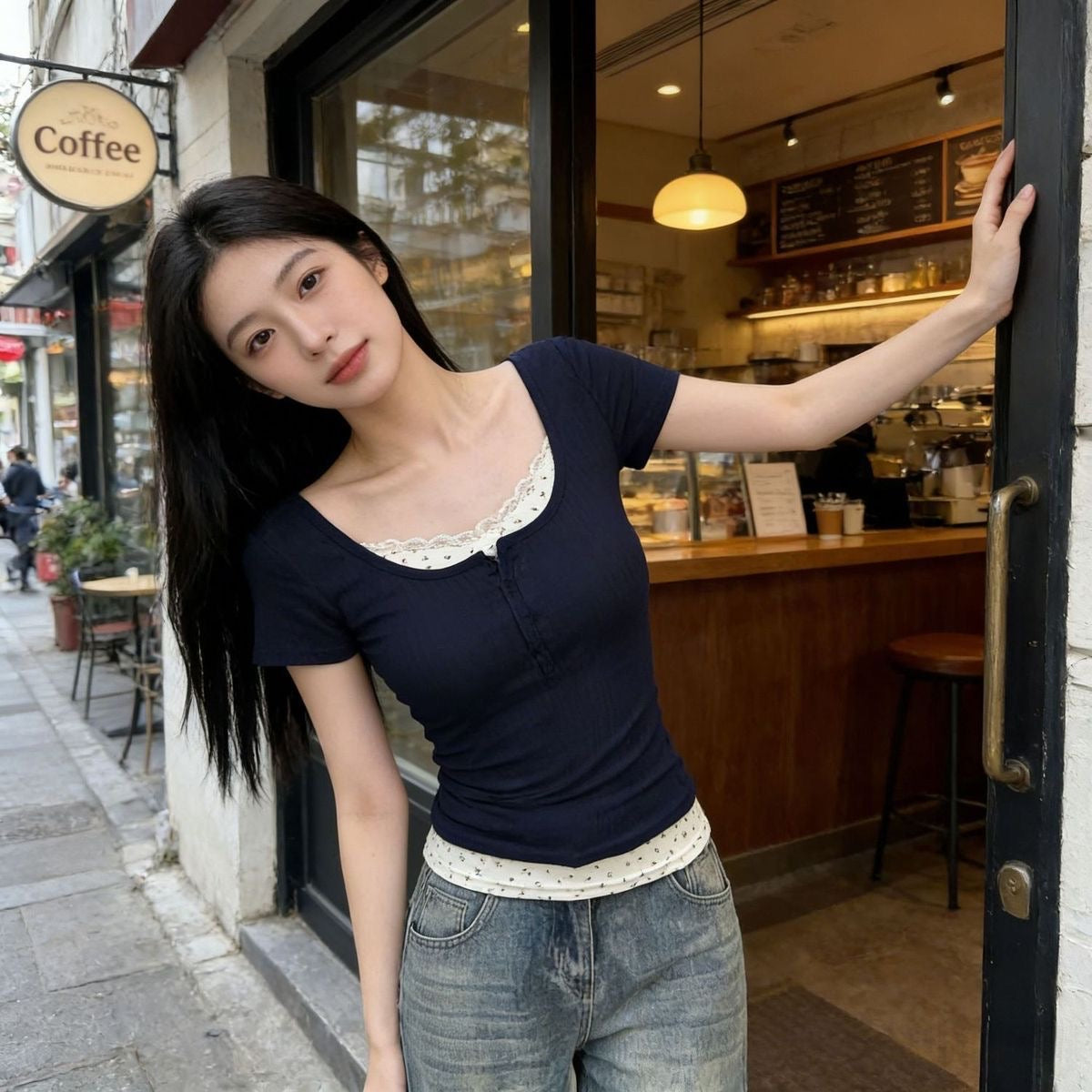 Layered Henley Top / レイヤードヘンリートップ